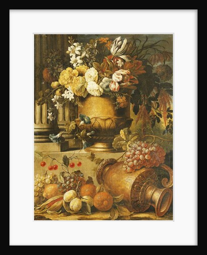 A Corncob and an Overturned Pitcher by an Obelisk and Two Fluted Columns in Landscapes by Gaspar Pieter II Verbruggen