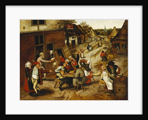 Peasants Merrymaking Outside the Swan Inn in a Village Street, 1630 by Pieter the Younger Brueghel