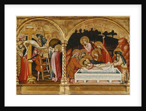 The Descent from the Cross and the Entombment - a Section of a Predella by Master of Torralba