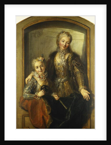 Portrait of Madame Dupille and Her Daughter, Mid-Body, Dressed in Ball Gowns in a Window, 1733 by Antoine Coypel