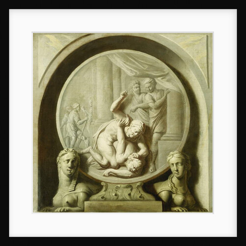 A Decorative Roundel with Odysseus Fighting the Beggar, and with Sphynxs by Jacob de Wit