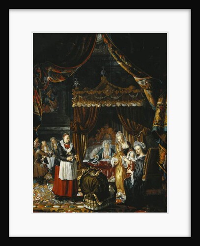 A Sumptuous Interior with a Family Celebrating the Birth of a Child by Matthys Naiveu