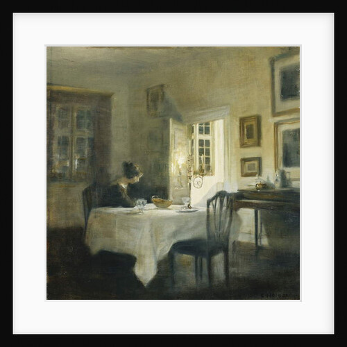 A Woman at a Table in a Dining Room by Carl Holsoe