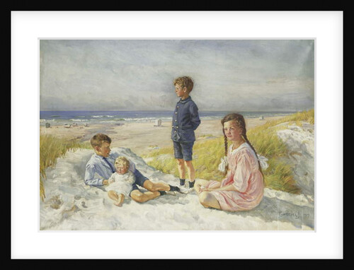 Erik, Else, Ove and Birthe Schultz on a Beach, 1919 by Gabriel Oluf Jensen