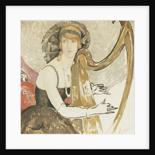 A Lady Playing a Harp, 1921 by Gerda Marie Frederike Wegener