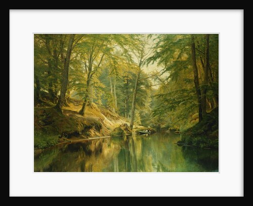 A Wooded River Landscape with Figures in a Boat, 1893 by Christian Zacho