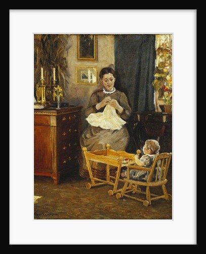 An Interior with a Mother and Child by Viggo Pedersen