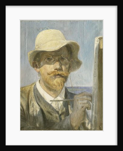 A Self-Portrait of the Artist, head and shoulders at his Easel by Peder Severin Kroyer
