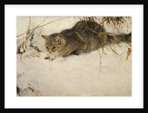 A Cat Stalking a Mouse in the Snow, 1892 by Bruno Andreas Liljefors