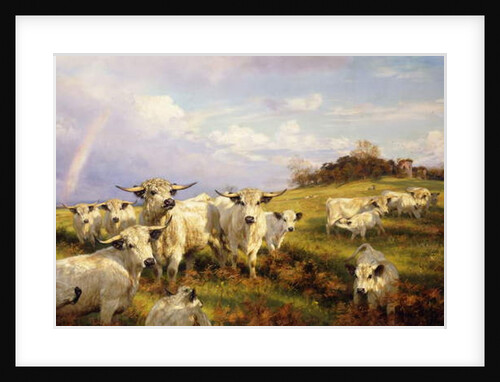 Wild Cattle of Chartley, Chartley Castle Beyond, 1902 by Henry William Banks Davis