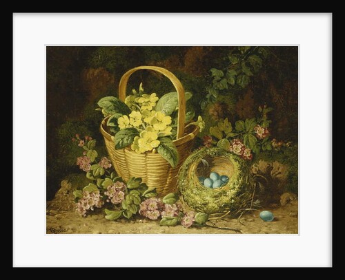 Primroses in a Basket, Japonica and a Bird's Nest by Charles Thomas Bale