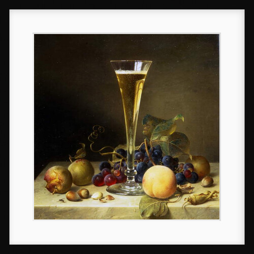 Still Life with a glass of champagne, 1855 by Johann Wilhelm Preyer
