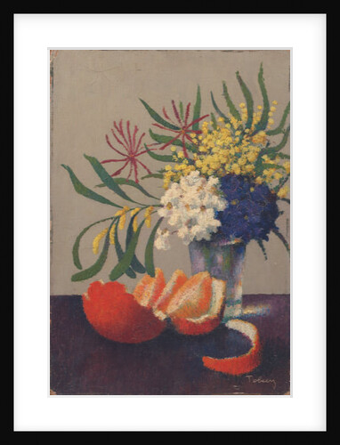 Still Life with Flowers and an Orange by Felix Elie Tobeen