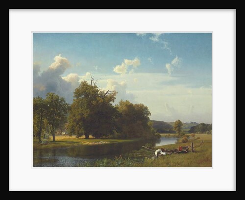 A river landscape, Westphalia, 1855 by Albert Bierstadt