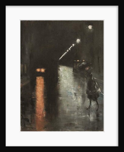 Street scene in Berlin at night, c.1920 by Lesser Ury