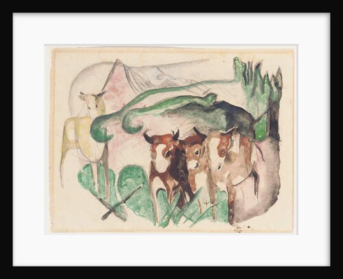 Animals in a landscape, 1913 by Franz Marc