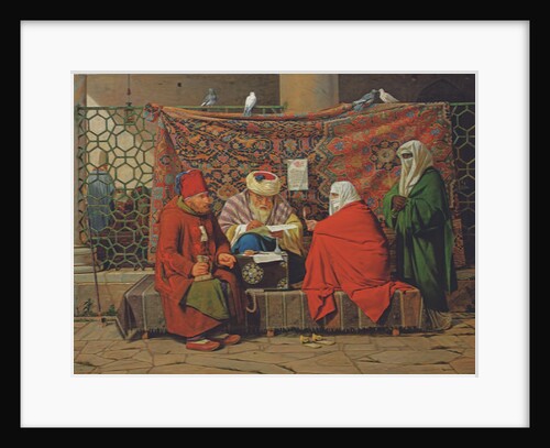A Turkish Notary Drawing up a Marriage Contract in front of the Kilic Ali Pasha Mosque, Tophane, Cinstantinople, 1837 by Martinus Rorbye