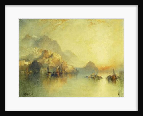 A Hillside Village at Sunset, 1918 by Thomas Moran