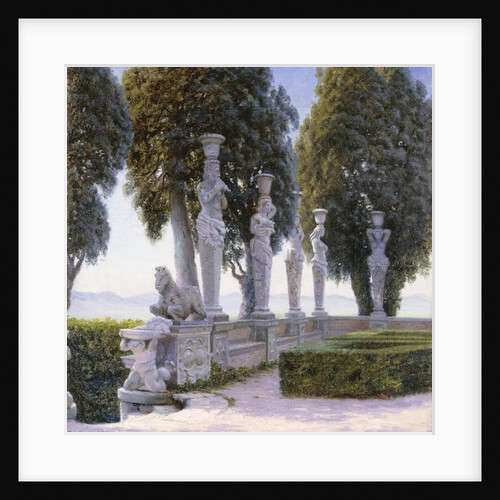 Square with Caryatids in the Grounds of the Villa Farnese, Caprarola; Piazzale delle Cariatidi nel parco di Palazzo Farnese a Caprarola by Adolf Heinrich Hansen