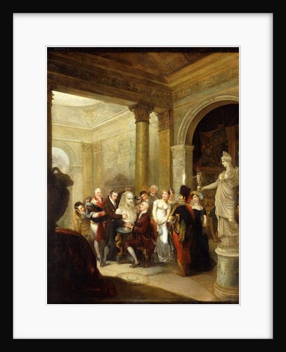 A Capriccio Interior with a Group of Ladies and Gentlemen examining a Bust of Antinous by Michael William Sharp