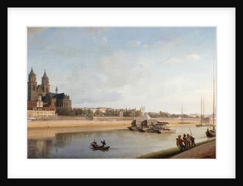 Magdeburg on the banks of the River Elbe - View from the East to the West; Magdeburg an der Elbe; Ansicht von Ost nach West, 1853 by Johann Philipp Eduard Gartner