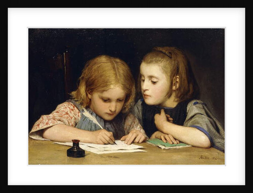 The Lesson; Der Schreibunterricht, 1865 by Albert Anker