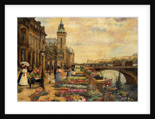 A Flower Market on the Seine by Ulpiano Checa y Sanz