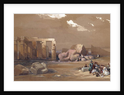Fragments of the Great Colossi at the Memnonium, Thebes, 1838 by David Roberts