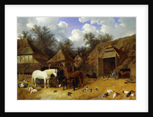 The Artist's Farmyard at Meopham, Kent, with Horses, Shetland Ponies, Pigs, Ducks, Pigeons and Chickens, 1857 by John Frederick Herring Snr