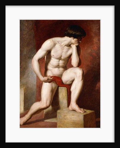 A Male Nude, seated full-length by William Etty
