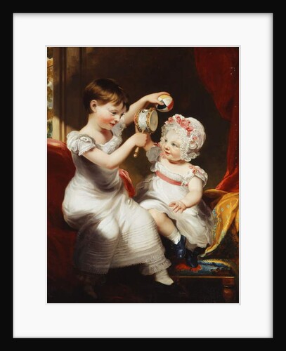 Two Sisters, seated full-length in an Interior, Playing by Thomas Barber