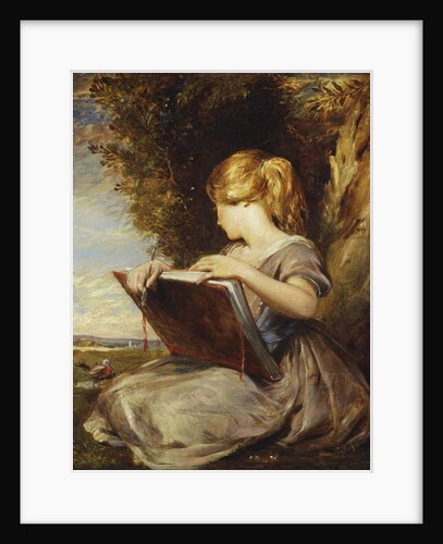 A Young Girl seated under a Tree with a Sketch Book by George Richmond