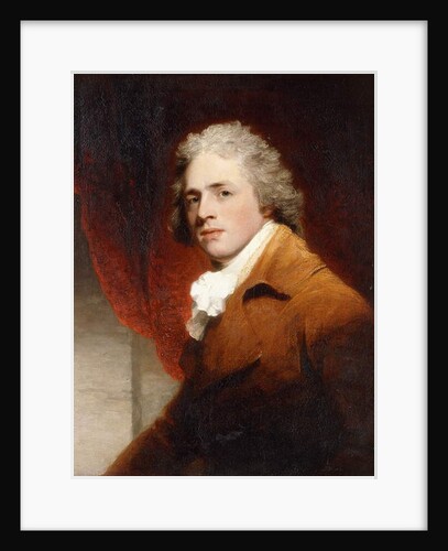 Portrait of a Gentleman, Half-Length, in a Brown and White Stock, a Red Curtain Behind by John Hoppner