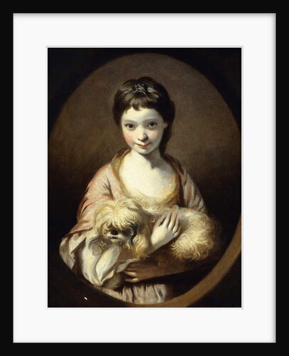 Portrait of Miss Emilia Vansittart, half length, wearing a Pink and White Dress holding a Dog, c.1767-68 by Joshua Reynolds