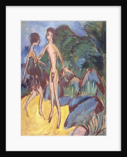 Youth and Naked Girl on Beach; Nackter Jungling und Madchen am Strand, 1913 by Ernst Ludwig Kirchner