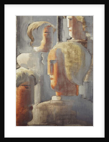 Group of Four Heads Gray Blue, Folkwang-Study III; Vier Kopfergruppe Graublau, Folkwang-Studie III, 1928 by Oskar Schlemmer