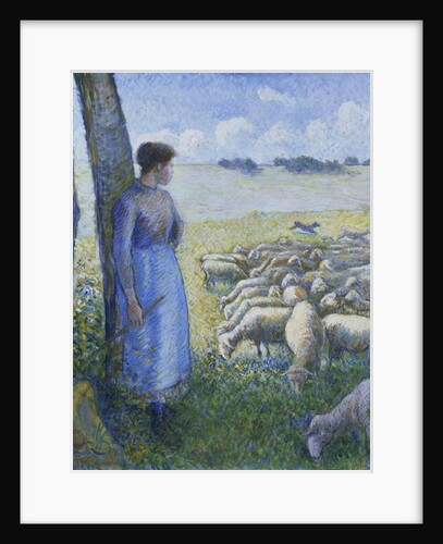Shepherdess and Sheep; Bergere et Moutons, 1887 by Camille Pissarro