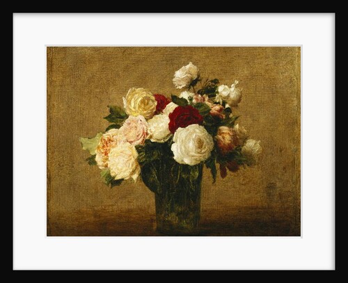 Roses in a Glass Vase; Roses dans un Vase de Verre, by Ignace Henri Jean Fantin-Latour