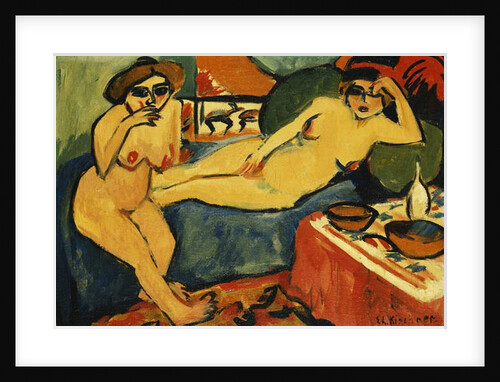 Two Nudes on a Blue Sofa; Zwei Akte auf Blauem Sofa, c.1910-1920 by Ernst Ludwig Kirchner