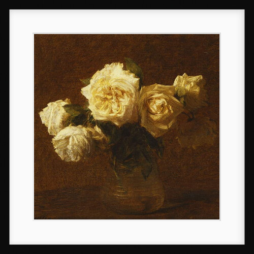 Six Yellow Roses in a Vase; Six Roses Jaunes dans une Vase, 1903 by Ignace Henri Jean Fantin-Latour