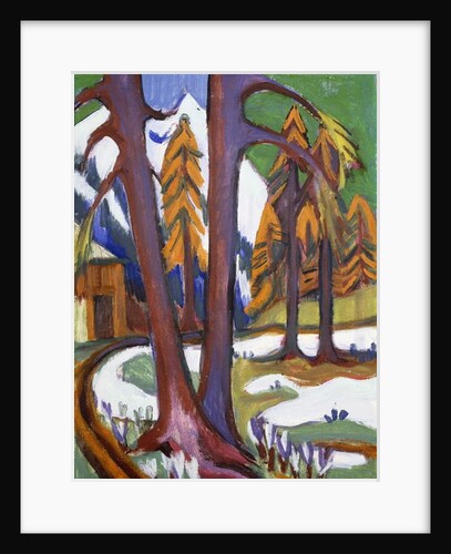 Mountain-Early Spring with Larchen; Berg-Vorfruhling mit Larchen, c.1921-1923 by Ernst Ludwig Kirchner