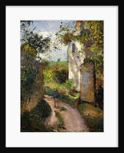 Peasant on an alley by a House, Pontoise by Camille Pissarro
