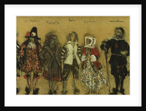 Study for costumes for nine actors in 'La Coupe Enchantee' for Jean de la Fountaine by Edouard Vuillard
