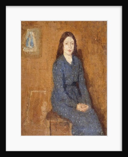 A sitting Girl wearing a Spotted Blue Dress, 1914-15 by Gwen John