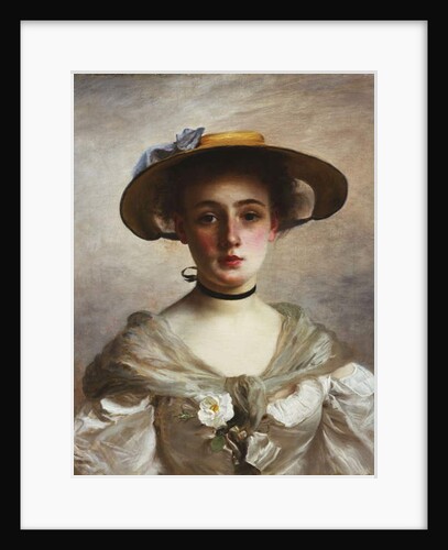 Portrait of a Young Girl in a Straw Hat by Gustave Jacquet