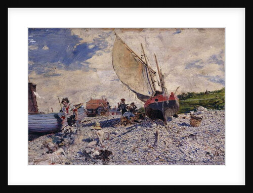 Etretat Beach North of Le Havre; Spiagia di Etretat a Nordi di Le Havre, c.1870-72 by Giovanni Boldini