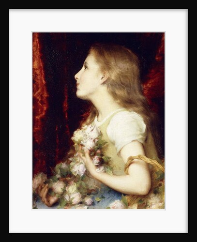 A Young Girl with a Basket of Flowers by Etienne Adolphe Piot