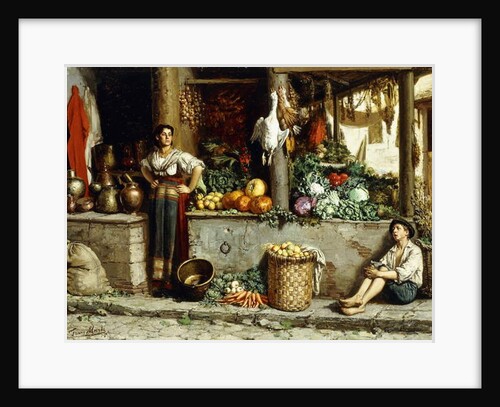 A Vegetable Market; Un Marche aux Legumes, 1874 by Frans Meerts