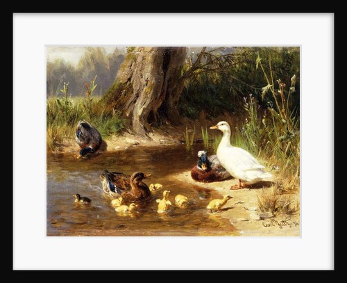 Ducks at the Water's Edge, 1874 by Carl Jutz