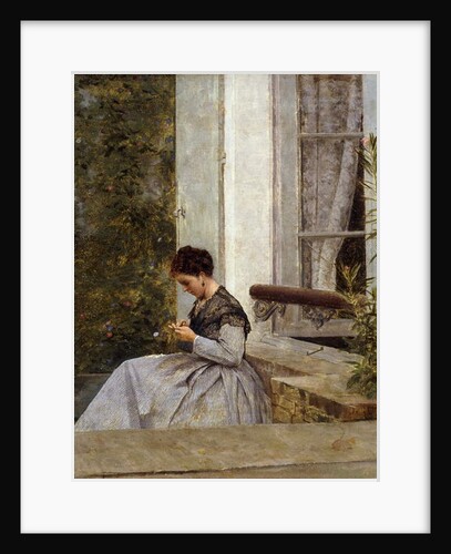 A Woman Crocheting by Giuseppe or Joseph de Nittis